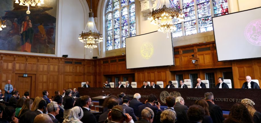 UN and Palestinians accuse Israel of blocking Gaza aid at World Court hearings - Judges attend a hearing at The International Court of Justice (ICJ) in the ongoing case regarding Israel's occupation of Palestinian territories, in The Hague, Netherlands on April 28, 2025. (Photo: REUTERS/Piroschka van de Wouw)