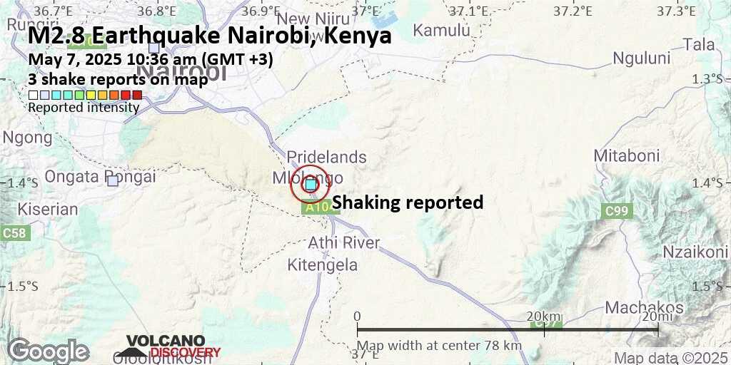 Tremor felt in Nairobi traced to 4.5 magnitude earthquake in Tanzania - Earth tremor reported in Nairobi, first felt in Nairobi. (Seismic Monitor)